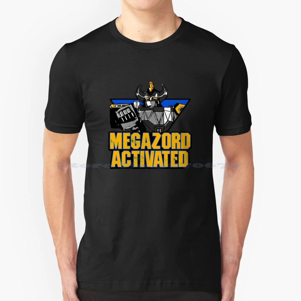 Maglietta Attivata Megazord 100% Cotone Tee Green Ranger Red Ranger Super Sentai Pink Ranger Blue Ranger Yellow Ranger Black