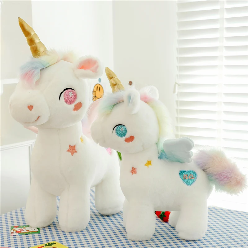 25/40/55Cm Cute Dream Unicorn Peluche Toys Kawaii Unicorn With Wing Dolls Lovely Horse Peluche Cuscino Per Ragazze