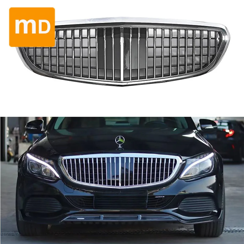 Griglie Per Radiatori Nere Lucide Per Mercedes Benz Classe C 2015-2021 Executive Edition W205 Upgrade Maybach Paraurti Body Kit Guard