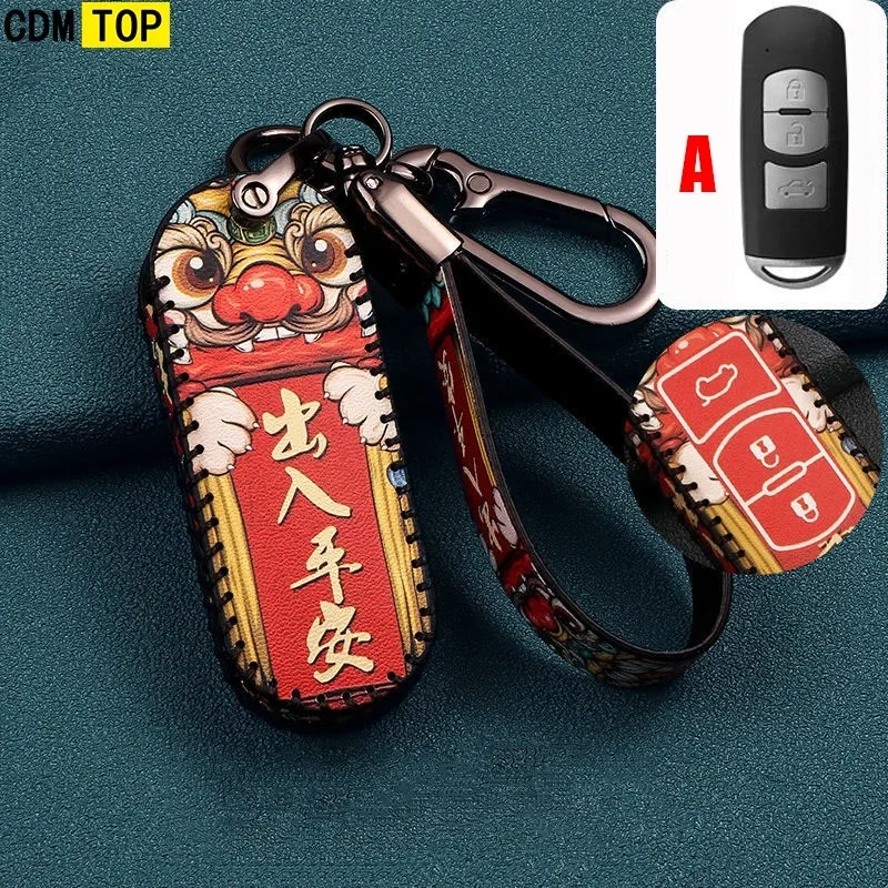 Per Mazda Car Key Cover Angkesaia Mazda 3 Atez Cx-5/Cx-4 Car National Tide Leather Key Bag Accessori Con Fibbia