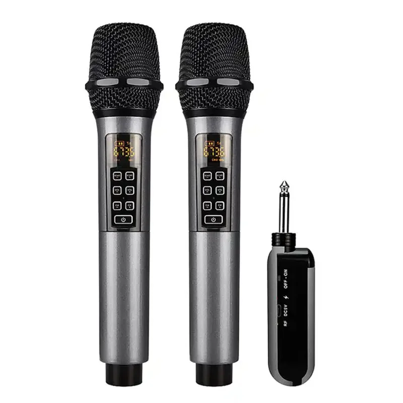 Professionale 2 Canali Canto Universale Uhf Dinamico Vocale Karaoke Canto Microfoni Wireless