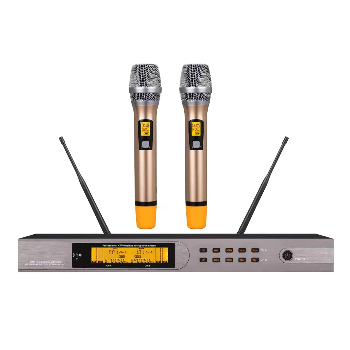 Act200 Digital Karaoke Wireless Microphone System Dual Channel 2 Palmare Sing Speech Recording Mike
