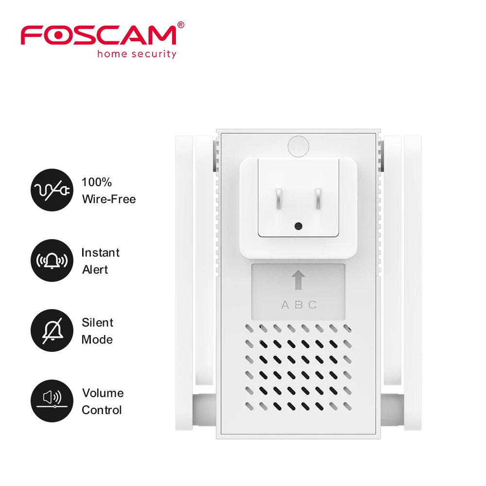 Foscam Smart Chime 1200Mbps Dual-Band Wifi Range Extender Funzionante Con Foscam Video Campanello (Vd1) Avvisi Più Forti