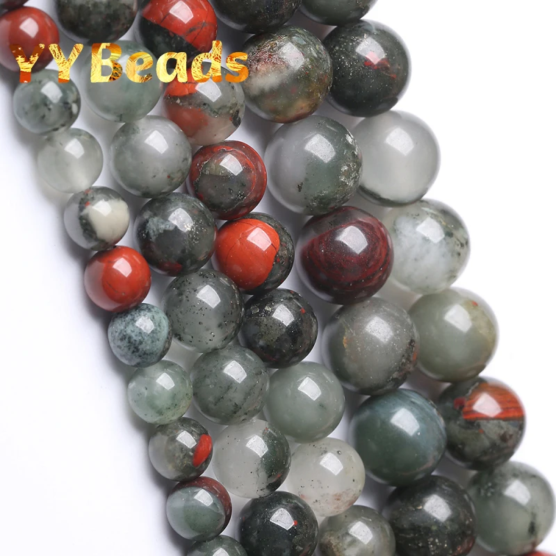 Natural African Bloodstone Stone Beads For Jewelry Making Round Loose Beads Diy Bracelets Necklaces Handmade 4 6 8 10 12Mm 15"