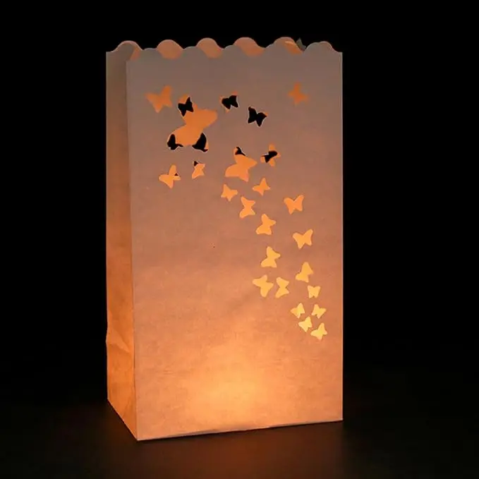 10 Pezzi Sacchetti Per Candele Carta Artigianale Decorativa Vacanza Pap Er Lanterna Per La Casa Romantica Decorazione Di Nozze Luci Lanterna Di Carta