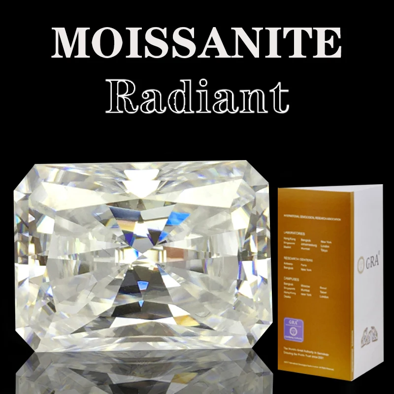 Brilliant Radiant Cut Moissanite Stone Super White D Color Vvs1 Loose Gemstone Lab Grown Diamond Tutte Le Dimensioni Per Gioielli Da Sposa