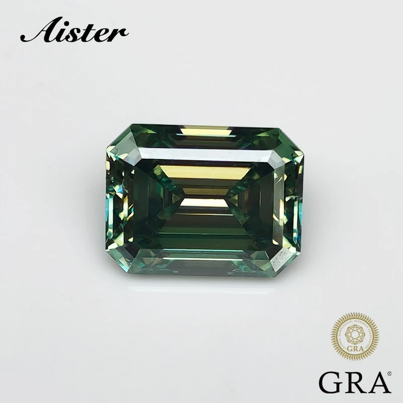 Never Fake Emerald Cut Green Moissanite Stone Con Certificato Vvs1 Moissanite Loose Gemstones Pass Diamond Tester Con Gra