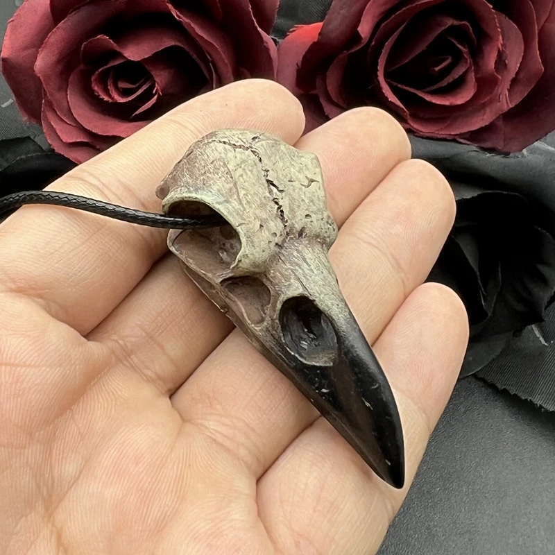 3D Goth Raven Skull Collana Resina Replica Raven Gazza Crow Gothic Gift Halloween Raven Skull Collana