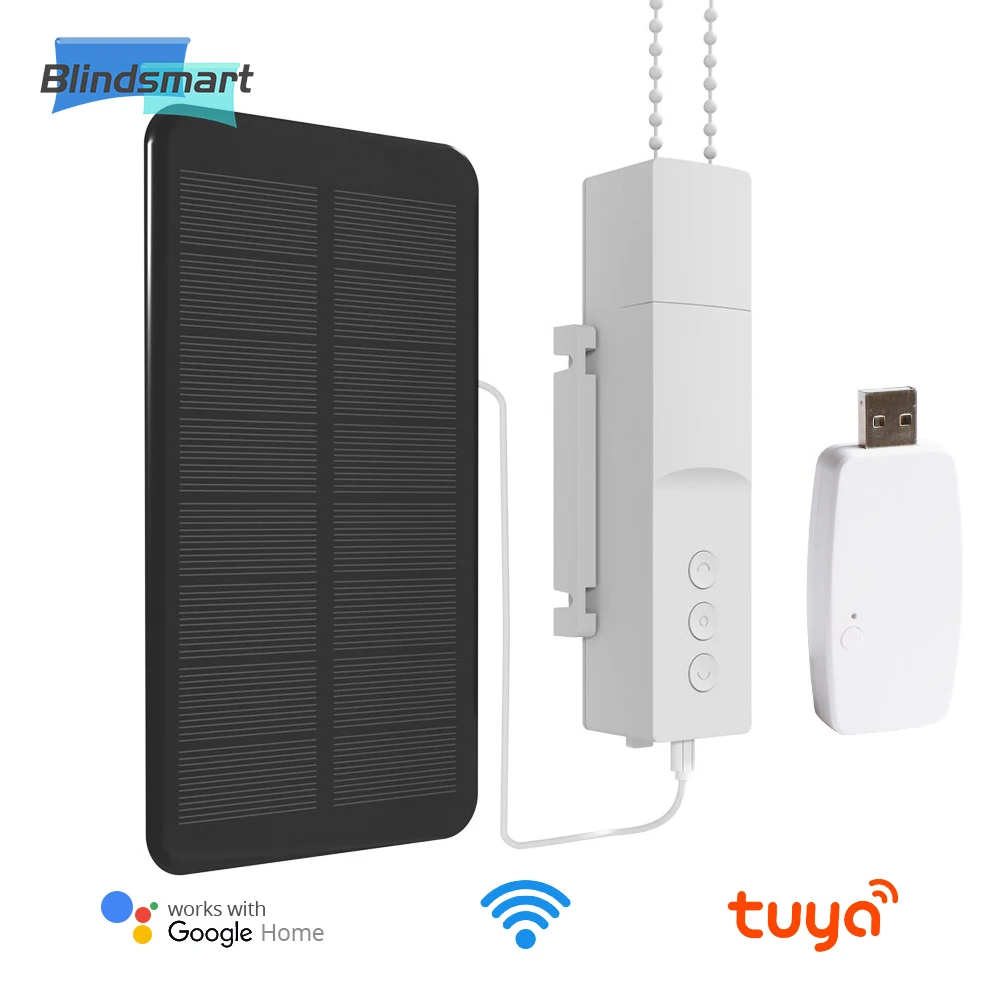 Blindsmart New Tuya Wifi Smart Roller Shade Driver Solar Panel Blinds Motor Power By Battery Alexa Google Yandex Alice Voice