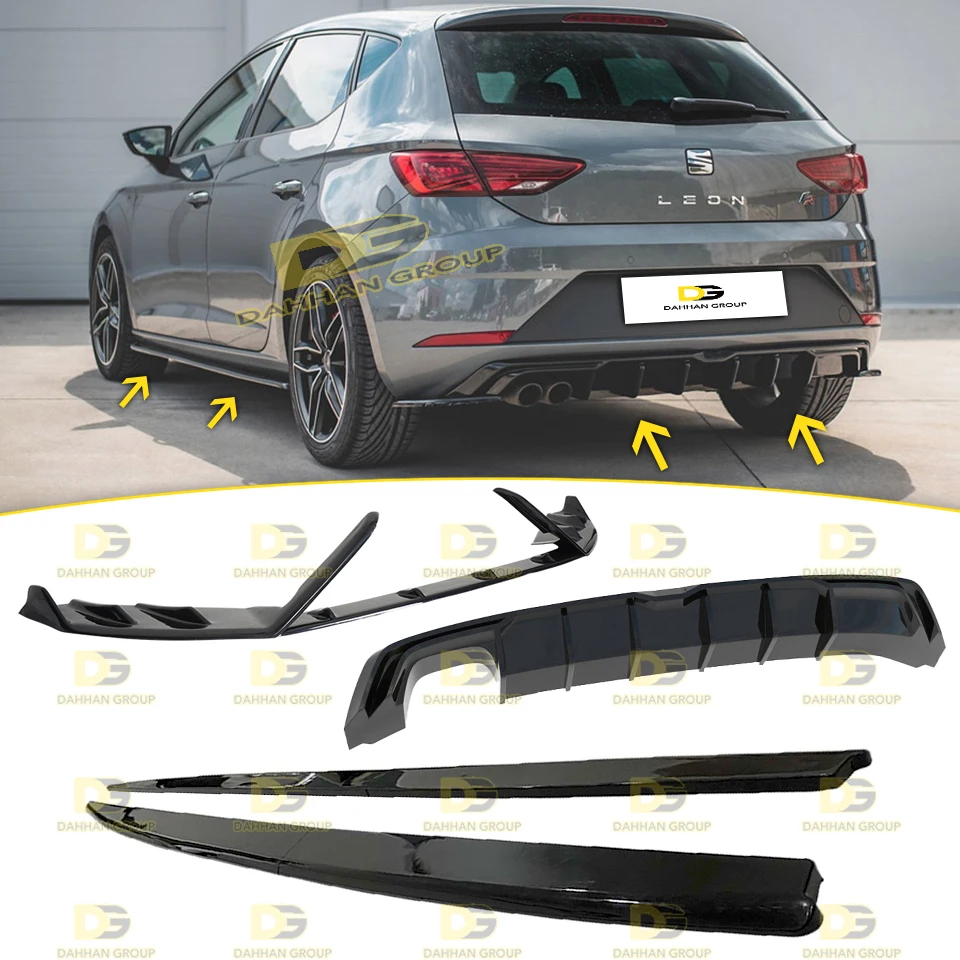 Seat Leon Mk3.5 2017 - 2020 Sport Bodykit Lenz E Maxton Design Anteriore Lip Splitter Gonna Laterale Estensioni Spoiler Diffusore Posteriore