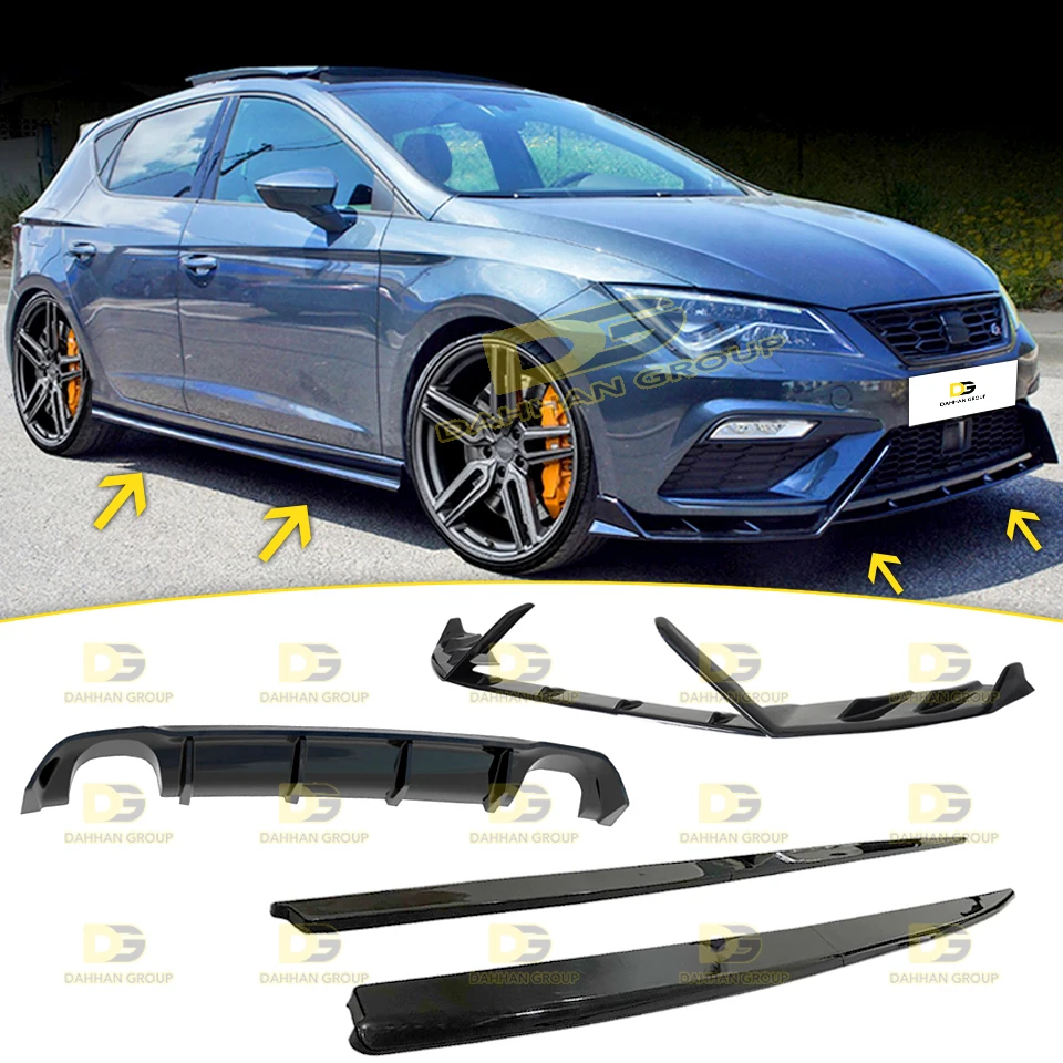Seat Leon Mk3.5 2017 - 2020 Sport Bodykit Lenz E Maxton Design Anteriore Lip Splitter Gonna Laterale Estensioni Spoiler Diffusore Posteriore