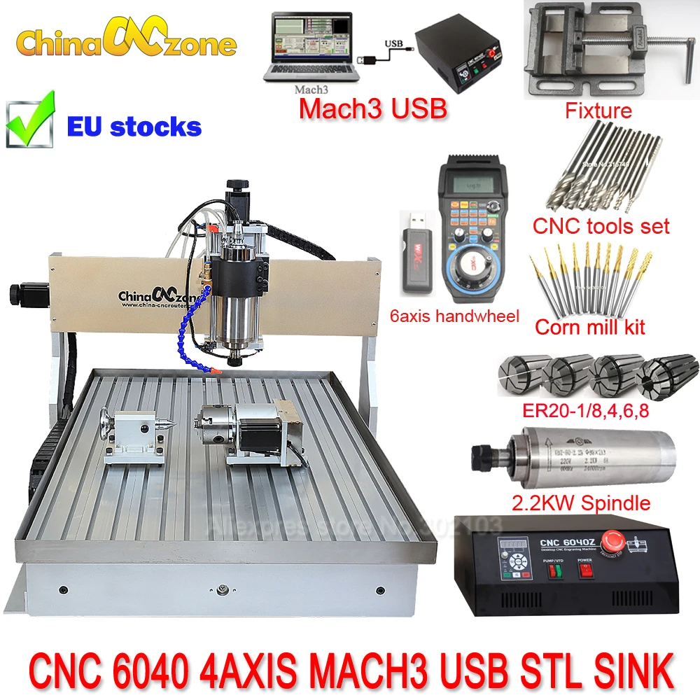 Cnc 6090 Incisione Intagliare Macchina 2200 W 3 Assi In Alluminio Di Raffreddamento Ad Acqua Di Rame Metallo Fresatura Macchina Per Cnc Hobby Fai Da T