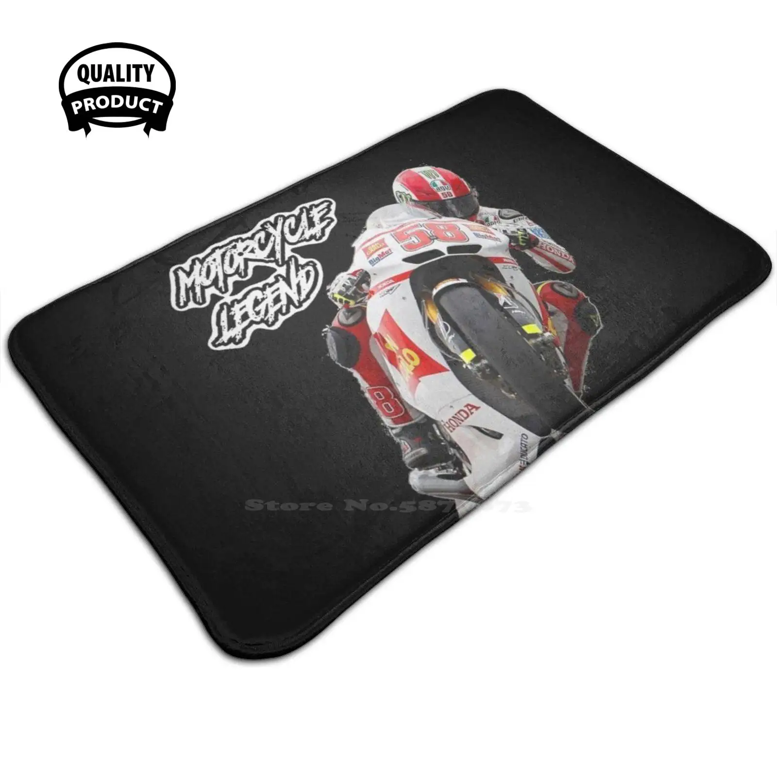 Super Sic' Marco Simoncelli Wheelie Monster Door Mat Foot Pad Home Tappeto Marco Simoncelli Supersic Moto Legends Ron Haslam