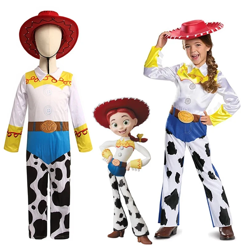 Bambini Disney Toy Story Jessie Costume Cosplay Cowgirl Jessie Bambino Tuta Tuta Cappello Outfit Halloween Party Costume Per Ragazze