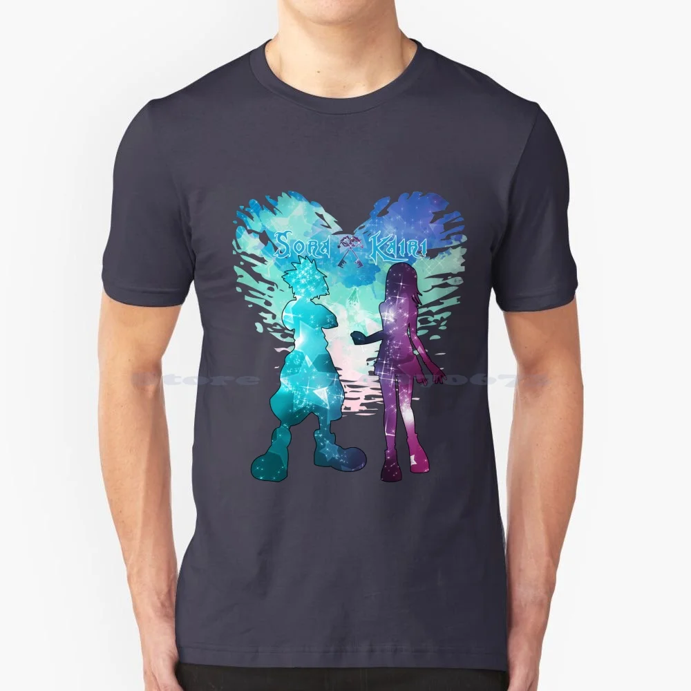 Kingdom Hearts-Sora X Kairi T Shirt 100% Cotone Tee Kingdom Hearts Sora Kairi