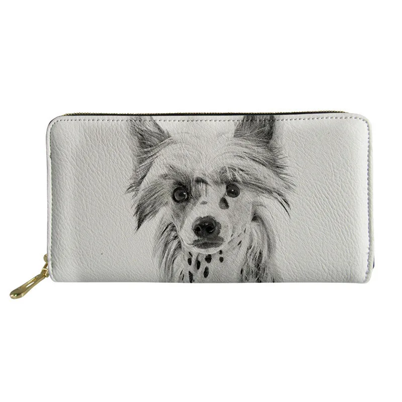 Portafogli Lunghi Da Donna Cute Chinese Crested Dog Print Ladies Cash Portamonete In Pelle Impermeabile Portamonete Portamonete Tasca Per Telefono