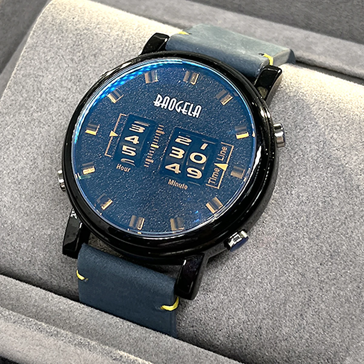 Baogela New Drum Roller Watch For Men Fashion Orologio Da Polso Al Quarzo Cinturino In Pelle Sport Orologio Da Polso Firmato Da Uomo Relogio Masculino