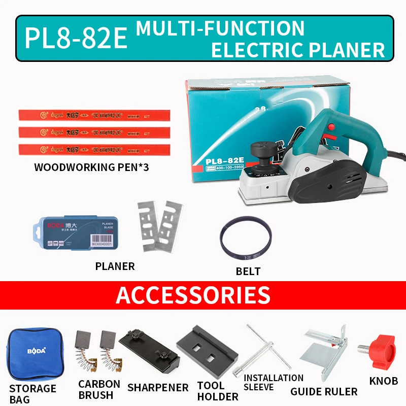 Pl8-82E Macchina Elettrica Multifunzionale Della Pialla Della Macchina 220V Della Pialla Di Falegnameria Della Famiglia