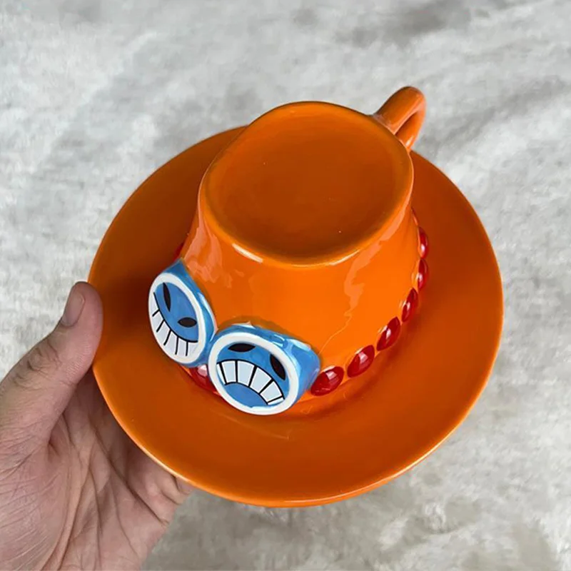 New Anime One Piece Cosplay Mug Water Cup Creative Three Brothers Hat Shaped Coffee Cup Ace Sabo Ceramic Cup For Party Anime
