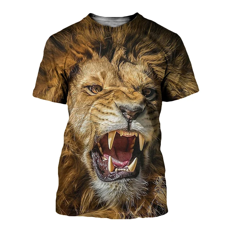 New 3D Fashion Hot Animal T-Shirt Da Uomo E Da Donna Poker King Lion T-Shirt A Maniche Corte Stampata Summer Leisure Trend Jacket Str