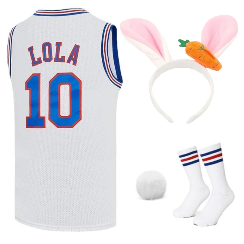Anime Space Jam #10 Lola Rabbits Cosplay Movie Tune Squad Bunny Basket Jersey Pasqua Halloween Party Costumes Five Set White