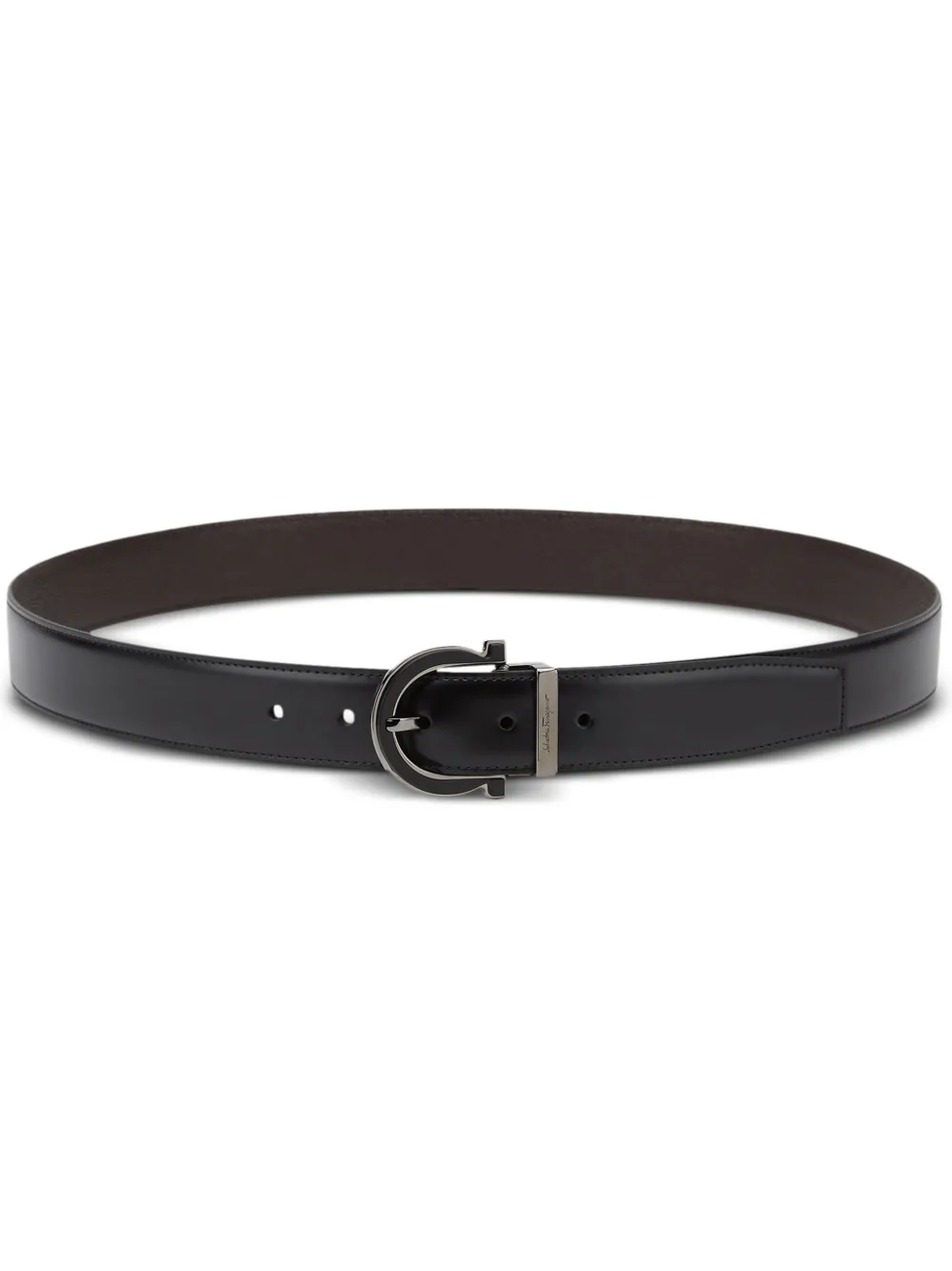 Ferragamo Cintura con logo caratteristico Gancini reversibile - Nero