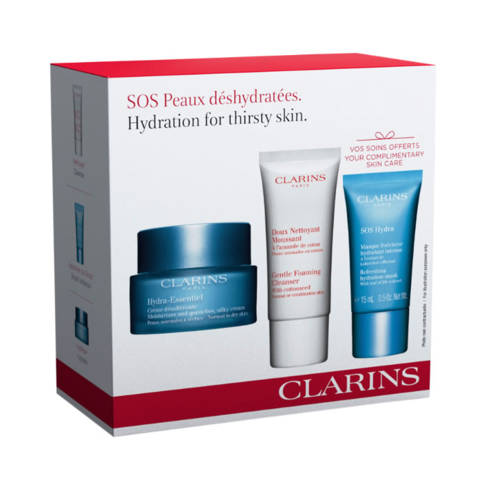 Clarins Hydra-Essentiel Crema Idratante Per Pelle Normale O Secca 50Ml Set 3 Parti 2018