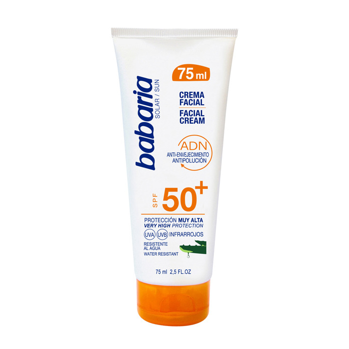 Babaria Facial Cream Spf50 Aloe Vera Water Resistant 75Ml
