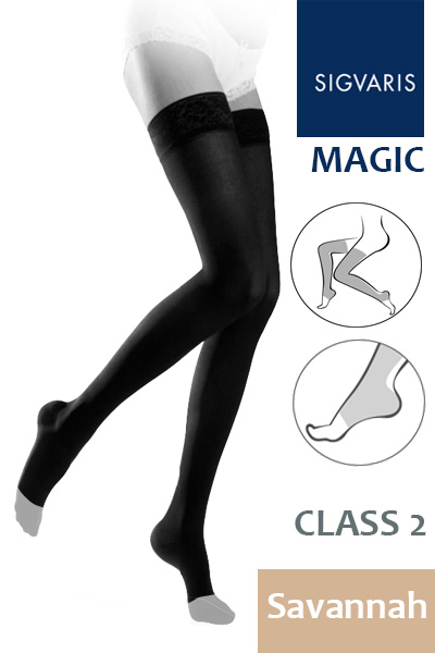 Sigvaris Magic Class 2 Savanna Autoreggente Taglia Xl Colore Nero A Punta Aperta