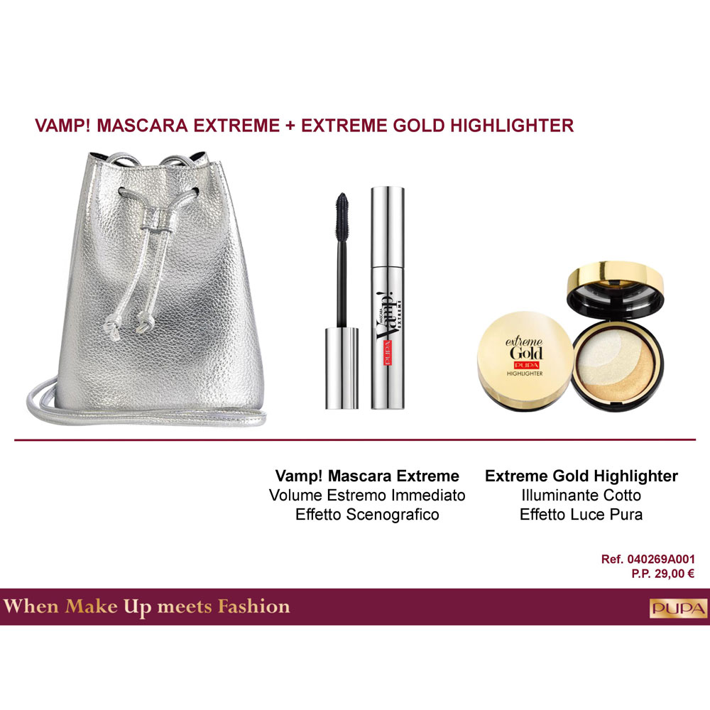 Cofanetto 2018 Pupa Kit Vamp! Mascara Extreme & Extreme Gold Highlighter Ref. 0785