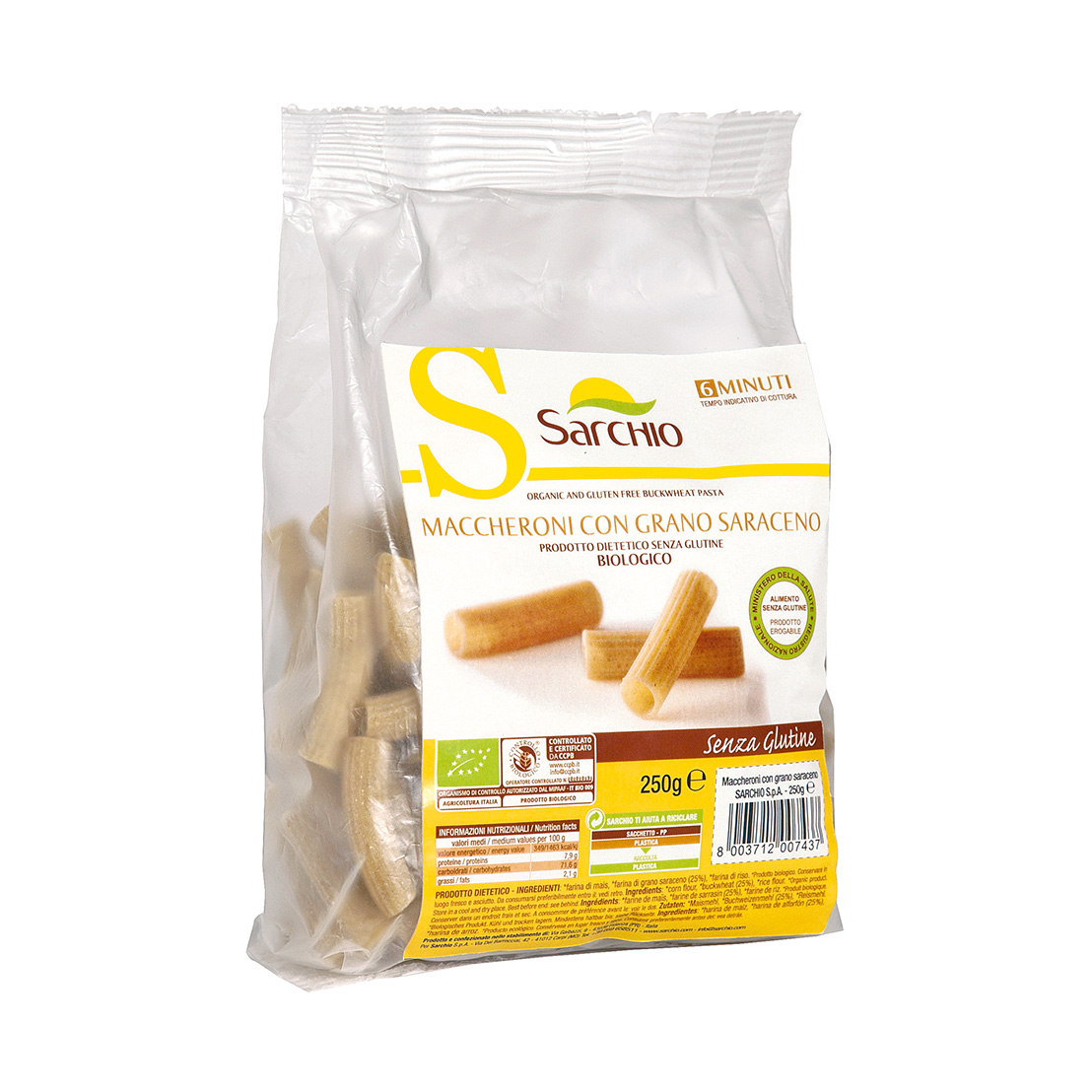 Sarchio Macarrones Bio Trigo Sarraceno 250G