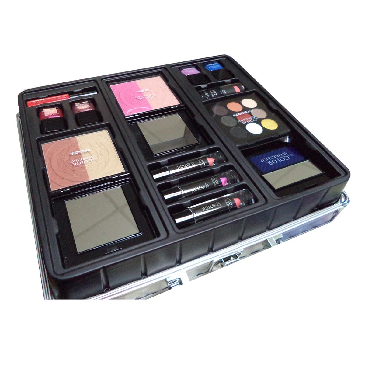 Markwins Color Workshop Silver Case 43 Pencils + Lipsticks + Nail Varnish + Eye Shadows