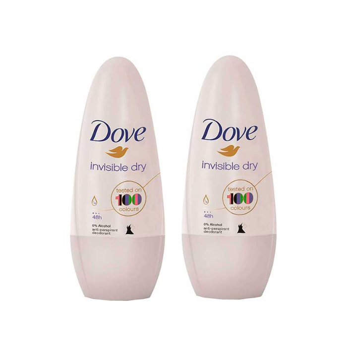 Dove Deodorant Invisible Dry Roll On 2X50Ml