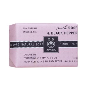 Apivita Natural Soap With Rose And Black Pepper 125G