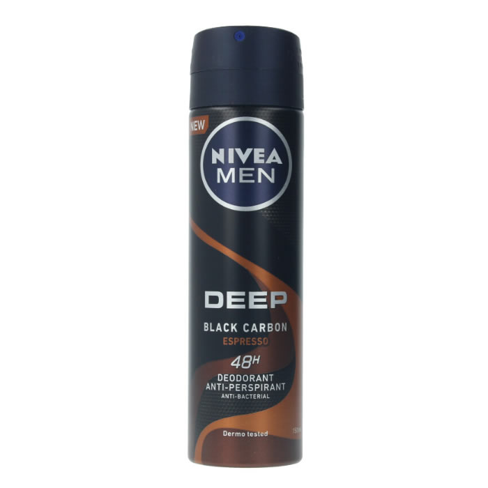 Nivea Men Deep Black Carbon Espresso Deodorant Spray 150Ml