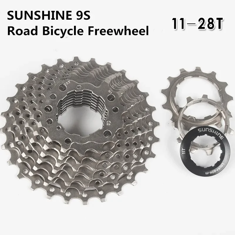 Sunshine Road Bicycle Freewheel Bike Nichrome Silver Cassette Free Wheel 9 Velocità 11-28T Acciaio Ad Alta Tensione