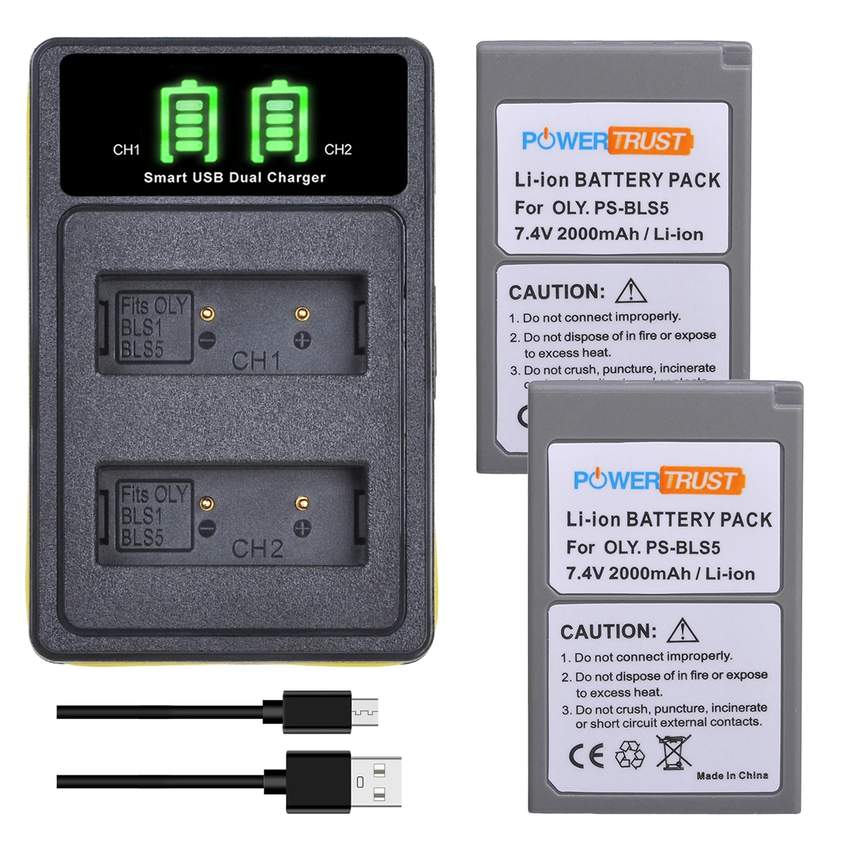 Bls-50 Ps-Bls5 Batteria E Caricabatterie Per Olympus Om-5, Om-D E-M5 Iii, E-M10, E-M10 Iii, E-M10 Iv, E-Pl7, E-Pl8, E-Pl9, E-Pl10