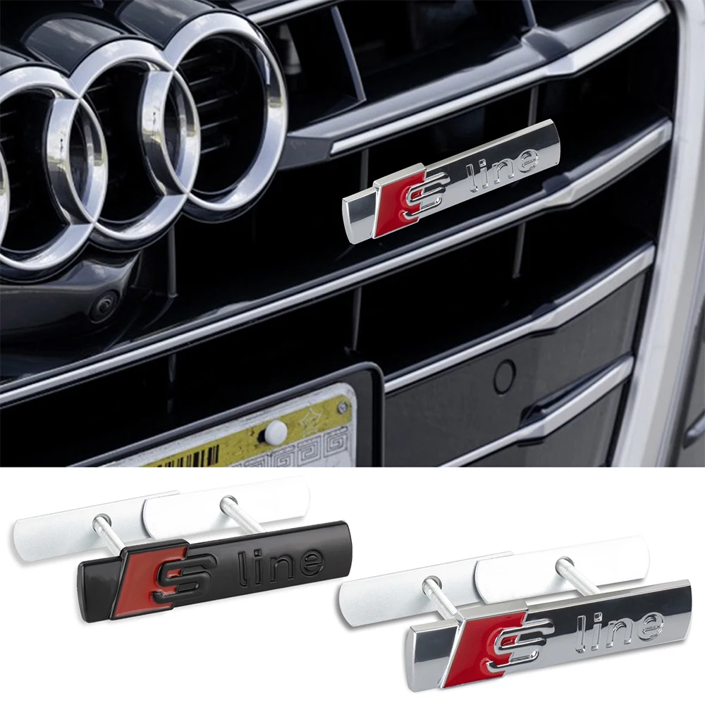 Metel Car Front Grille Badge Body Trunk Decoration Auto Sline Emblem Accessori Per Audi S A3 A4 B8 8P 8V A6 C7 A5 Q5 B7 B6