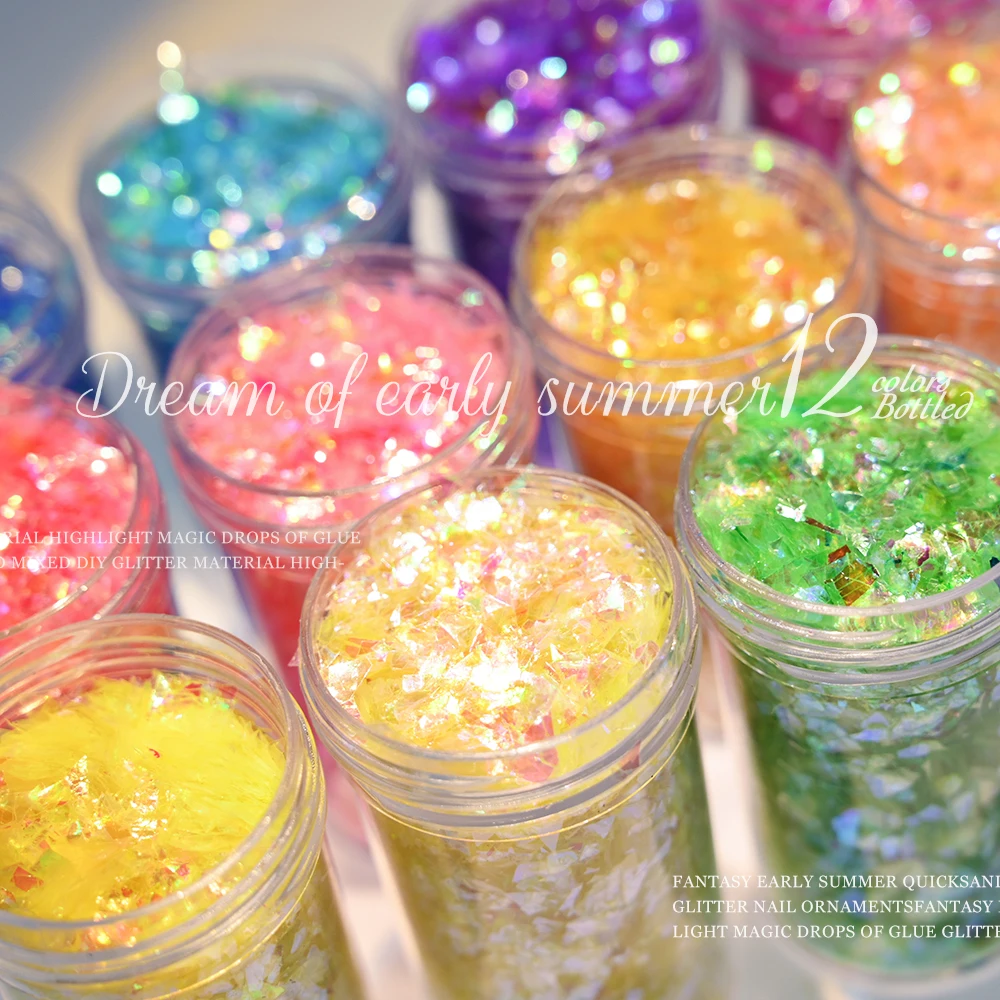 20Ml/Bottiglia 3D Flakes Aurora Nail Glitter Flakes Olografico Opale Fire Flakes Paillette Irregolare Sparkly Manicure Parte Per Unghie Fai Da Te