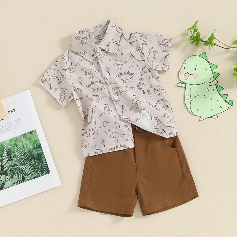 Toddler Baby Boy Summer Clothes Set Manica Corta Button Down Tops Shorts Infant Outfits