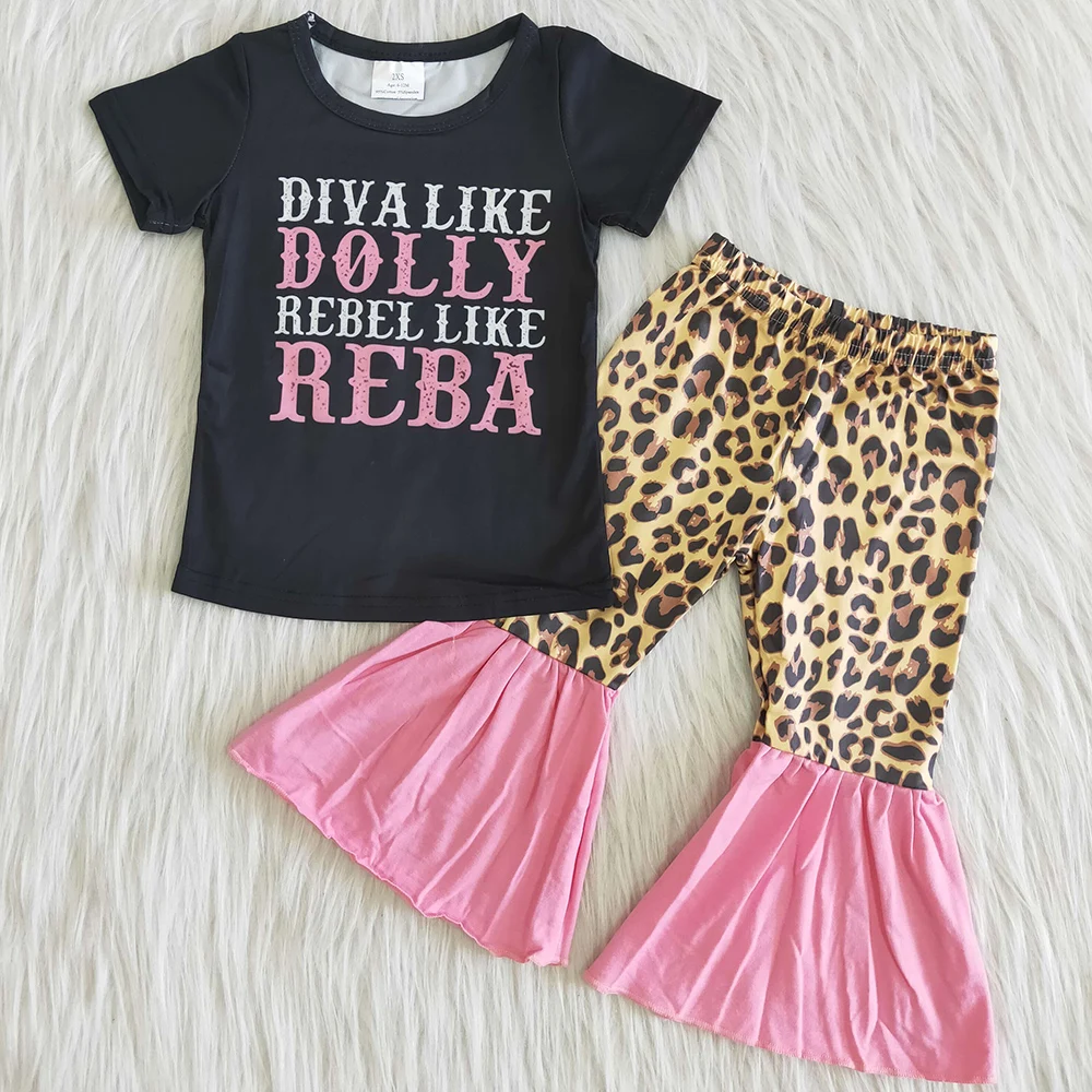 New Fashion Kids Designer Clothes Girls Bell Botton Outfit Dolly Baby Girl Clothes Boutique Di Seta Di Latte Abbigliamento Per Bambini Bulk