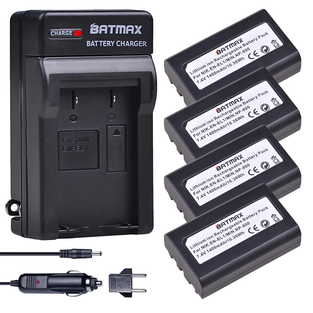 Batmax En-El1 Enel1 Batteria + Caricabatterie Per Nikon Coolpix 500 775 880 885 990 995 4300 4500 4800 5000 5400 5700 8700 Coolpix E880