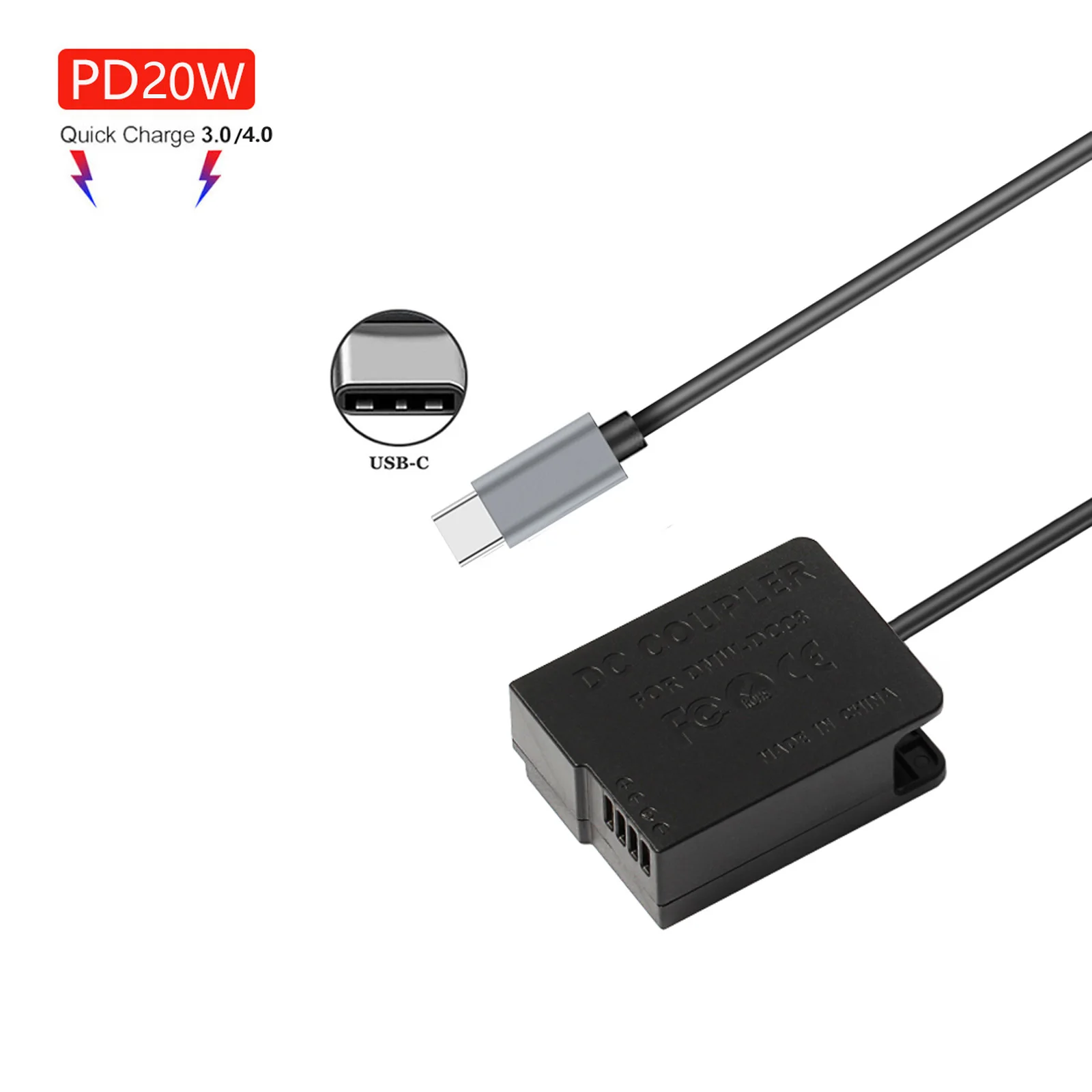 Pd20W Usb-C A Dmw-Dcc8 Dmw-Blc12 Batteria Fittizia Per Panasonic Dmc-Fz300 Dmc-Fz330 Dmc-Fz2000 Dmc-Fz2500 Dc-Fz10002 Dc-Fz1000 Ii