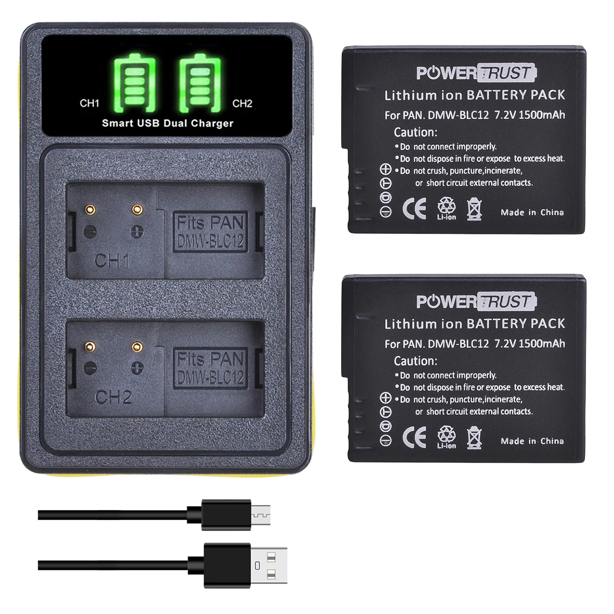 Dmw-Blc12 Blc12 Batteria E Caricabatterie Per Panasonic Lumix Dmc-Fz200, Dmc-Fz1000, Dmc-G5, Dmc-G6, Dmc-G7, Dmc-Gx8, Dmc-G85, Dmc-Gh2