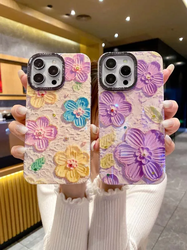 Fashion Purple Flower Per Iphone 14 Pro Max 13 12 11 Pro Max Custodia Morbida Antiurto Per Telefono Su Iphone 15 Pro Cover Protettiva Capa