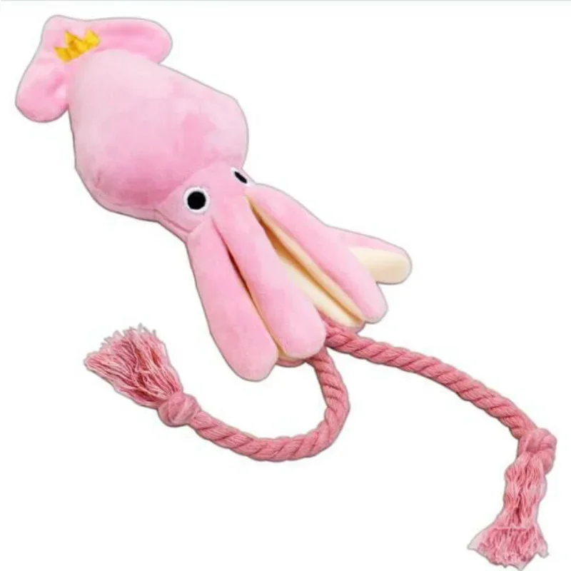 Cute Squid Dog Toy Octopus Lovely Bb Peluche Pet Puppy Rope Pulizia Dei Denti Giocattoli Pink Chew Squeak Toys For Small Dog Pet Supplies