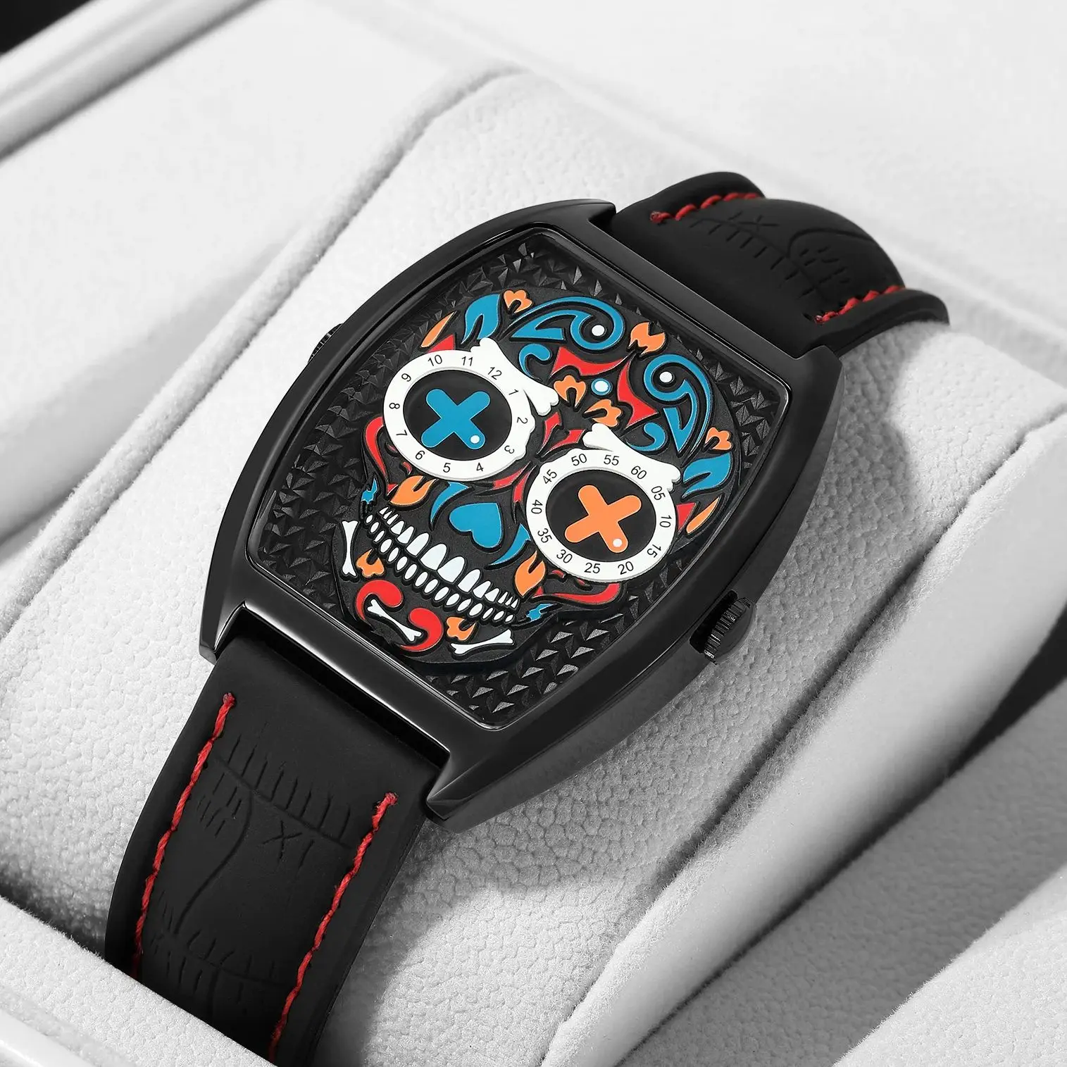 Joker Watch Men Fashion Orologi Da Polso Al Quarzo Skull Head Orologi Personalità Street Culture Design Orologi Sapphire Watch Mirror