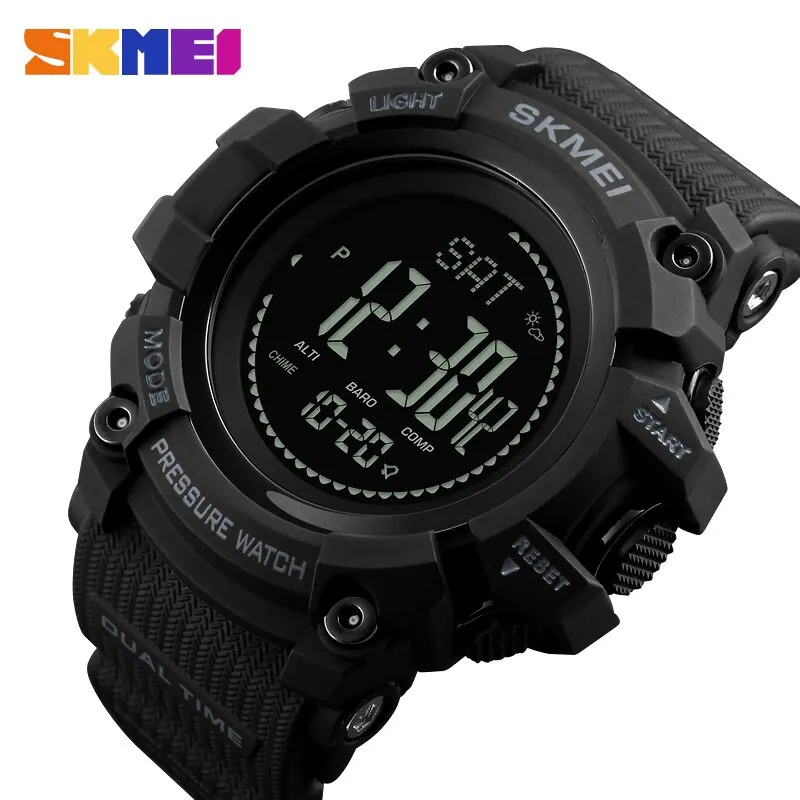 Skmei Pedometro Digitale Sport Orologi Mens Altimetro Termometro Meteo Tracker Orologi Da Polso Impermeabile Pressione Bussola Orologio