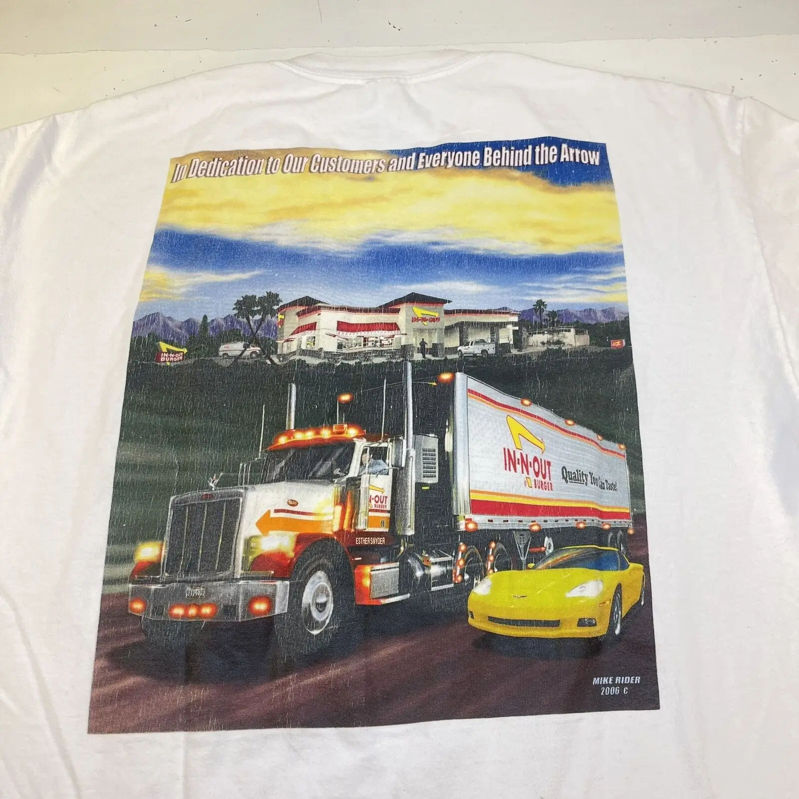 In N Out Burger California Tee T Shirt Mens L Truck Driver Trucker Double Maniche Lunghe O Corte