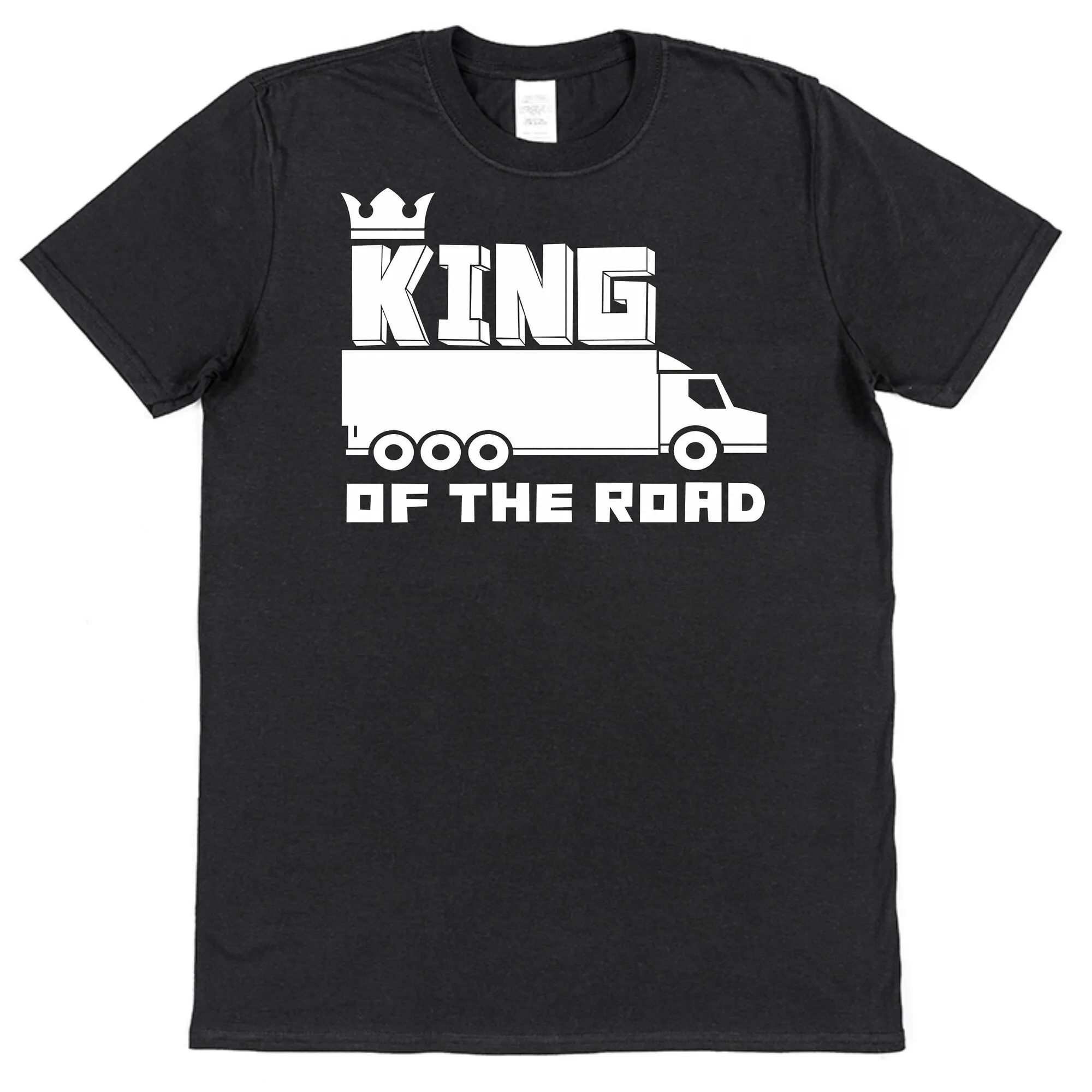 King Of The Road T-Shirt Da Camionista Da Uomo Hgv Lgv Truck Trucker Haulier Presente Per Idee Maniche Lunghe O Corte